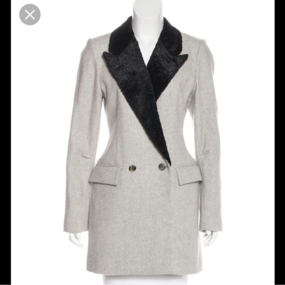 Smythe Wool Blend Persian Fur Collared Topper Coat